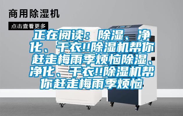 正在閱讀：除濕、凈化、干衣!!除濕機(jī)幫你趕走梅雨季煩惱除濕、凈化、干衣!!除濕機(jī)幫你趕走梅雨季煩惱